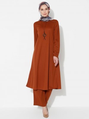 Taba Kolyeli Tunik&Pantolon İkili Takım Taba Kolyeli Tunik&Pantolon İkili Takım