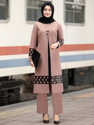 Vizon Yıldız Tunik&Pantolon İkili Takım Vizon Yıldız Tunik&Pantolon İkili Takım