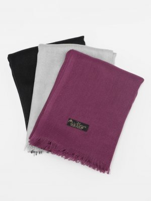 Siyah Nefti Vişne Paşmina 3'lü Şal Siyah Nefti Vişne Paşmina 3'lü Şal