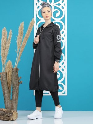 Siyah Kapüşonlu Spor Kap Siyah Kapüşonlu Spor Kap