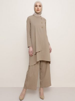 Vizon Koyu Tunik&Pantolon İkili Takım Vizon Koyu Tunik&Pantolon İkili Takım