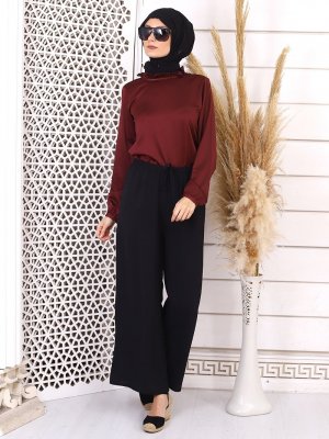 Siyah Beli Lastikli Salaş Pantolon Siyah Beli Lastikli Salaş Pantolon