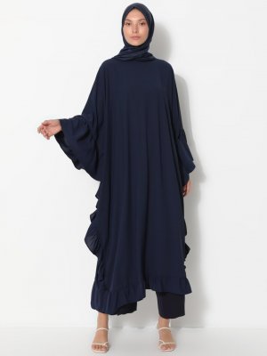 Lacivert Fırfırlı Ferace