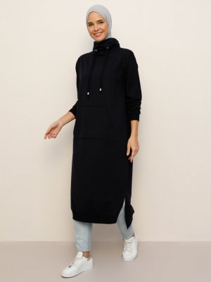 Lacivert Boğazlı Yaka Cepli Sweatshirt Lacivert Boğazlı Yaka Cepli Sweatshirt