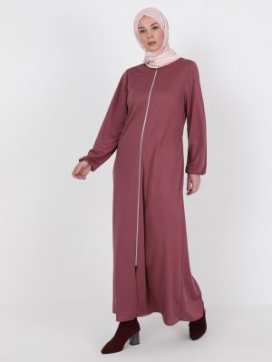 Gül Kurusu Fermuarlı Cepli Ferace