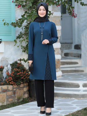 Petrol Asya Tunik&Pantolon Abiye Takım Petrol Asya Tunik&Pantolon Abiye Takım