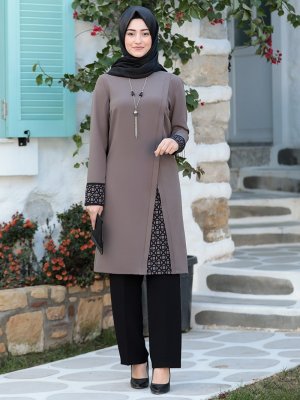 Vizon Asya Tunik&Pantolon Abiye Takım Vizon Asya Tunik&Pantolon Abiye Takım