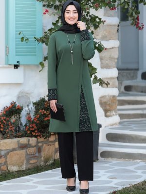 Haki Asya Tunik&Pantolon Abiye Takım