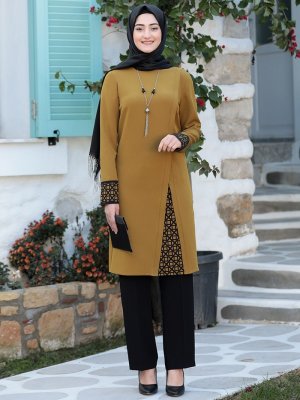 Yağ Yeşili Asya Tunik&Pantolon Abiye Takım Yağ Yeşili Asya Tunik&Pantolon Abiye Takım