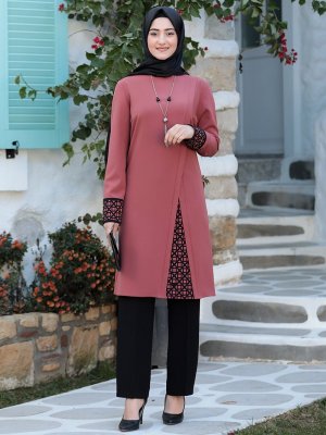 Gül Kurusu Asya Tunik&Pantolon Abiye Takım