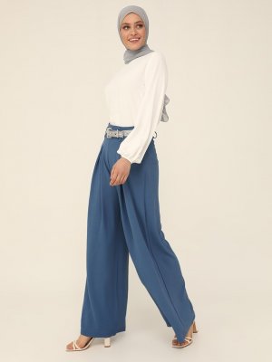 Koyu İndigo Kemer Detaylı Aerobin Pantolon Etek Koyu İndigo Kemer Detaylı Aerobin Pantolon Etek