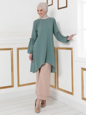 Küf Kolları Bağcık Detaylı Tunik Küf Kolları Bağcık Detaylı Tunik