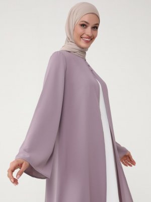 Koyu Gül Kurusu Beyaz İpek Tuşeli Bluz&Kap İkili Takım