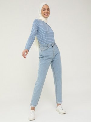 Buz Mavisi Doğal Kumaşlı Kot Pantolon