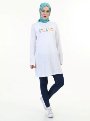 Beyaz Baskılı Tunik Beyaz Baskılı Tunik