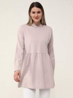 Kristal Büyük Beden Doğal Kumaşlı Kapüşonlu Tunik Kristal Büyük Beden Doğal Kumaşlı Kapüşonlu Tunik