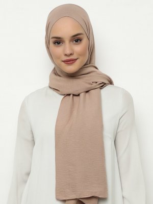 Açık Vizon Pamuksu Ayrobin Şal