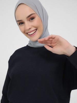 Casual Lacivert Keten Görünümlü Doğal Kumaşlı Bluz Casual Lacivert Keten Görünümlü Doğal Kumaşlı Bluz