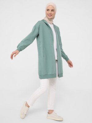 Koyu Çağla Fermuarlı Spor Kap Koyu Çağla Fermuarlı Spor Kap