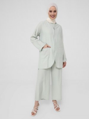 Yeşilçay Fermuar Detaylı Cepli Kap