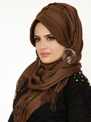 Kahverengi Şapkalı Şal