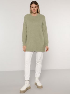 Su Yeşili Bisiklet Yaka Triko Tunik Su Yeşili Bisiklet Yaka Triko Tunik