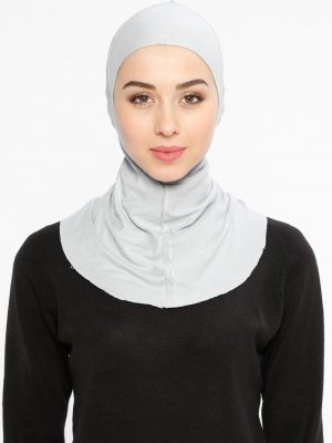Gümüş Gri Boyunluklu Hijab Bone