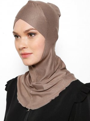 Koyu Vizon Büyük Hijab Çapraz Bone