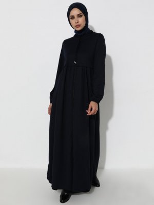 Lacivert Boydan Fermuarlı Ferace