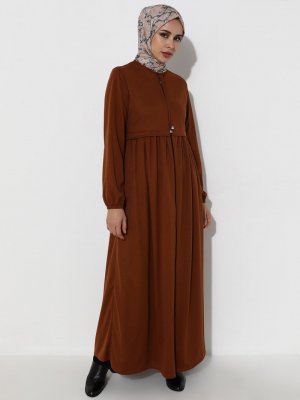 Taba Boydan Fermuarlı Ferace