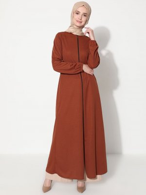 Taba Fermuarlı Cepli Ferace