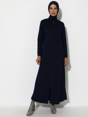 Lacivert Fermuarlı Ferace