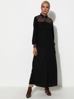 Siyah Fermuarlı Ferace