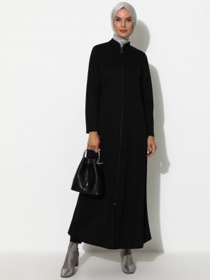 Siyah Fermuarlı Ferace