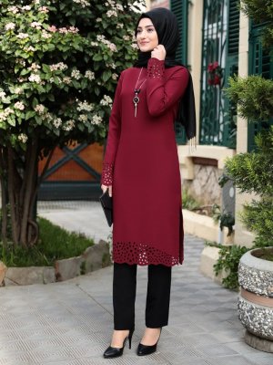 Bordo Pantolon&Tunik İkili Abiye Takım Bordo Pantolon&Tunik İkili Abiye Takım