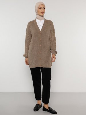 Vizon Düğmeli Triko Hırka